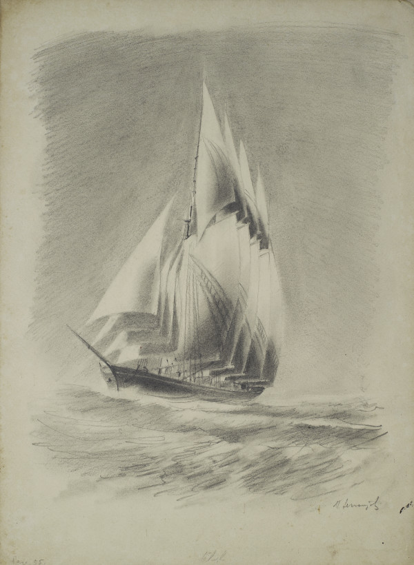 Untitled (Five Masted Schooner) by Michael Lester