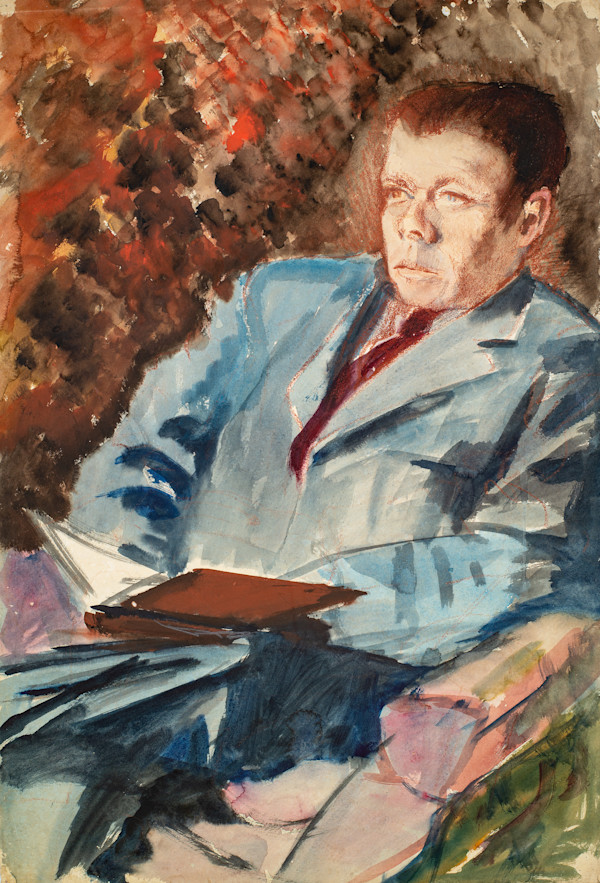 Untitled (Portrait of Man in a Suit Reading) by Michael Lester