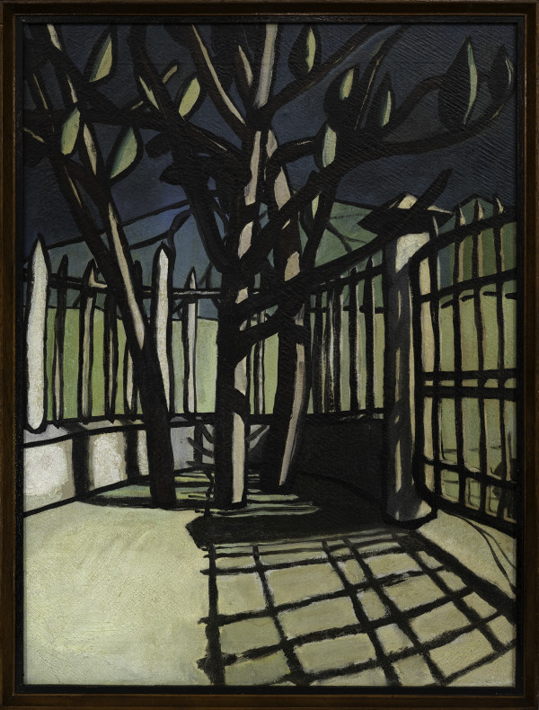 Garden Shadows (Alternate title: Trees with Fence) by Michael Lester
