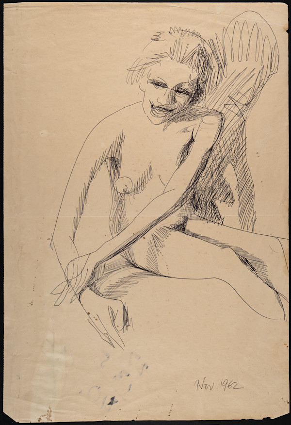 Untitled (Seated Nude/Peking Garden Storefront) by Michael Lester
