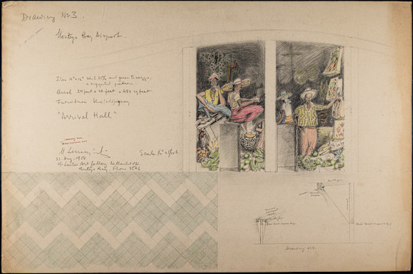 Untitled (Mural Design for Montego Bay Airport, Drawing No. 3 & 4) by Michael Lester