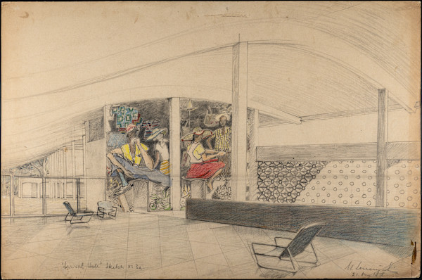 Untitled (Mural Design for Montego Bay Airport, Drawing No. 3a) by Michael Lester