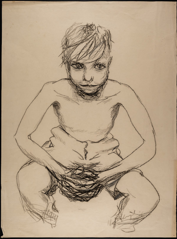 Untitled (Seated Boy with Clasped Hands) by Michael Lester