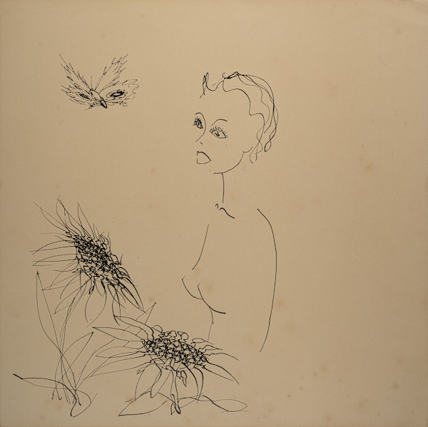 Untitled (Woman with Butterfly and Flowers) by Michael Lester