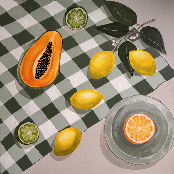 Papaya and Citrus On Table | Framed by amanda rubenstein