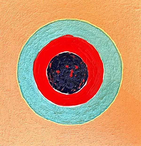 Compass #23 Aqua and Creamsicle by Lynda Keeler