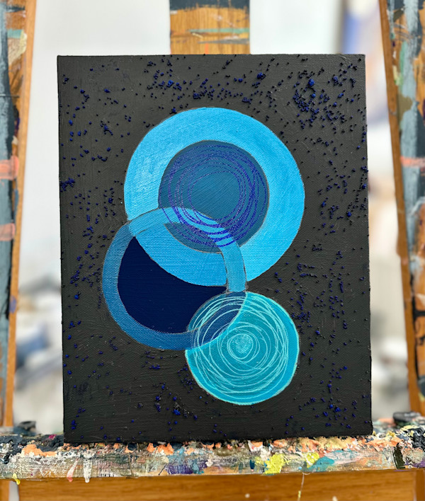 Compass #29 Navy and Blues by Lynda Keeler