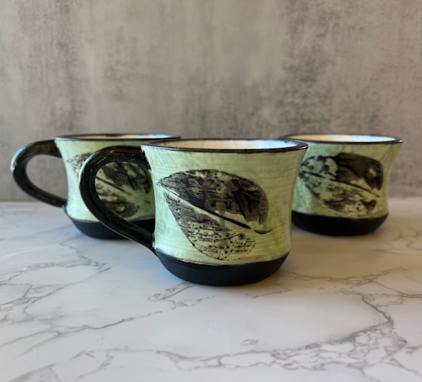 Coffee cups in Spring Green by Kristin Bernhardt Conrad