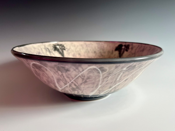 Bowl with ivy leaf design in Sunrise Pink by Kristin Bernhardt Conrad