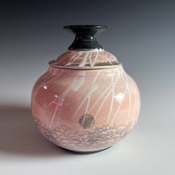 Lidded moon jar in Sunrise Pink by Kristin Bernhardt Conrad