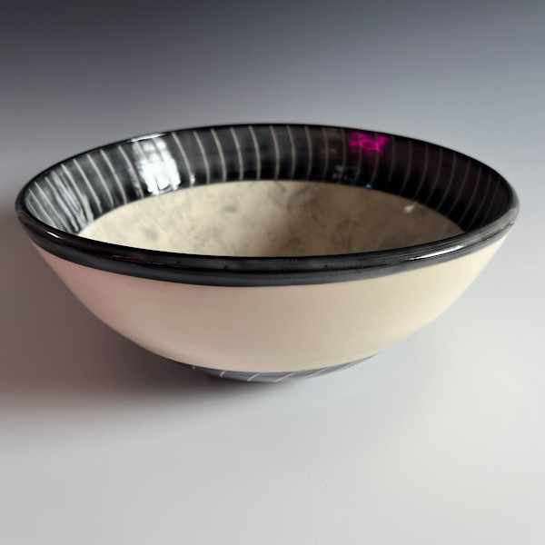 Bowl in Black & White with black rim by Kristin Bernhardt Conrad
