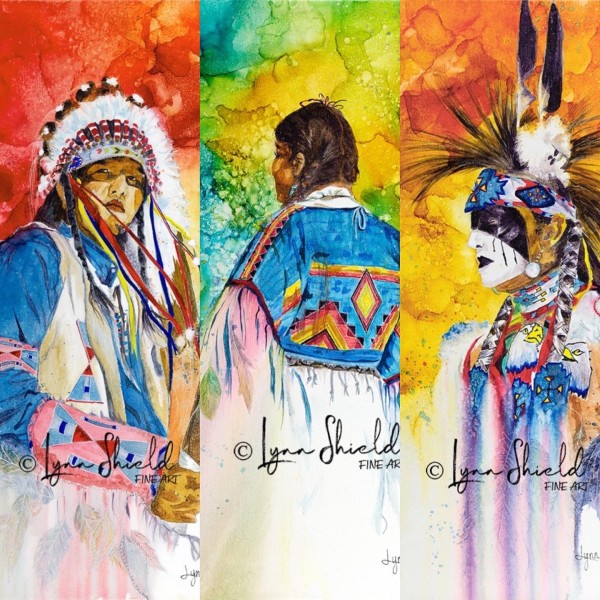 Native Spirit (Set of 3) - Metal Prints - each 7 .5" x 15" by Lynn Shield
