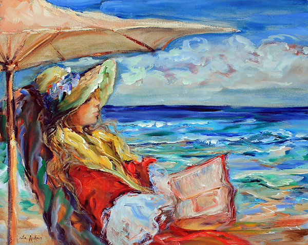 Reading under Umbrella by Rita Asfour, Image 1.