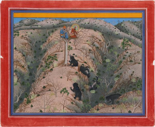 Maharaja Fateh Singh Hunting Female Bears by Attributed to Pannalai