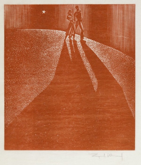 Untitled (Walking Couple), from portfolio "Woodcut Novel Prints" by Lynd Kendall Ward