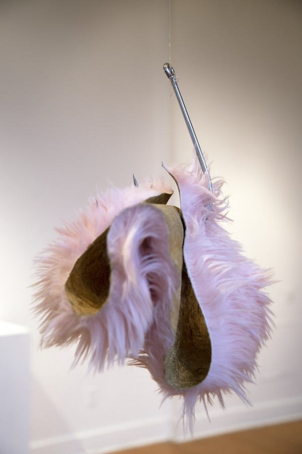 Pink Pelts (installation) "Soft Trope" detail view by Cecilia Judge
