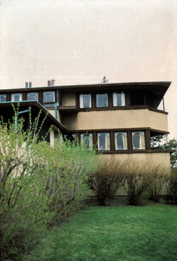 E. A. Gilmore House (Airplane House). Exterior view. by Frank Lloyd Wright