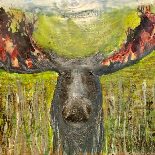 Mr. Moose on Fire by Laura Drew Art