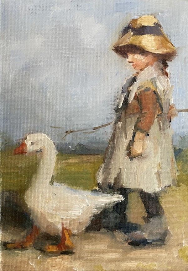 Girl With a Goose by Olga Hegner