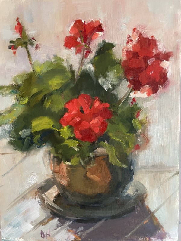 Geranium In An Old Pot by Olga Hegner