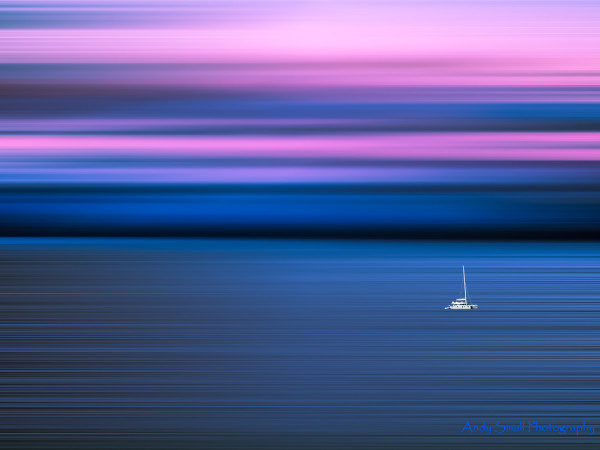 Catamaran Under a Pink Sky by Andy Small