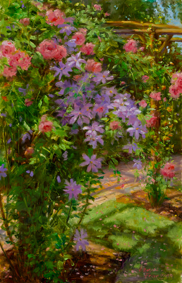 Clematis and Roses by Denise Franzino