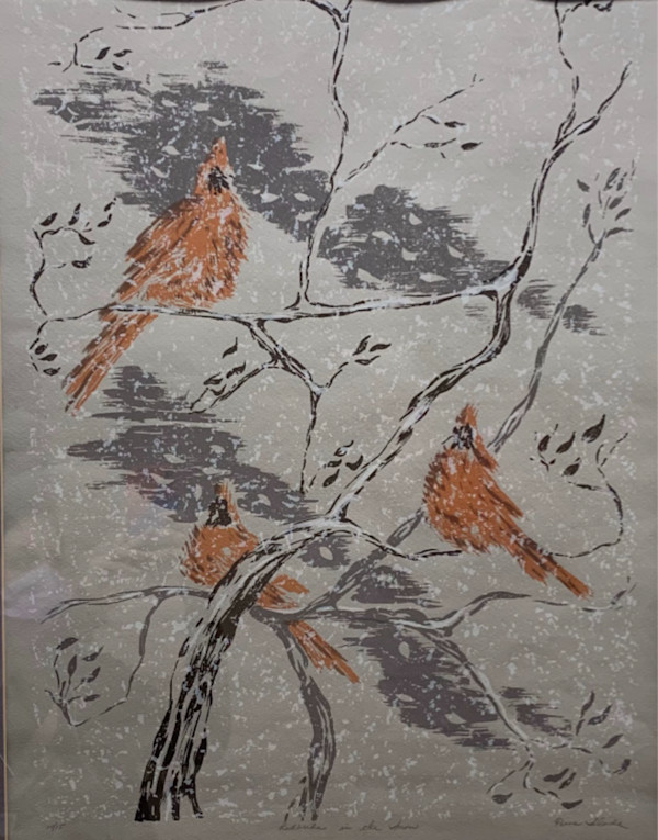 Red Birds in Snow by Ferne Slade