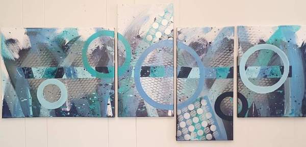 'Roundabout' - Original Quadriptych Acrylic Painting by Wilmington Art Gallery