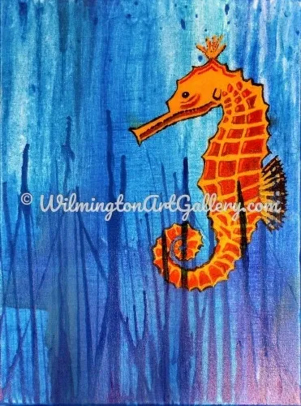 'Seahorse-y' original Acrylic artwork by Wilmington Art Gallery