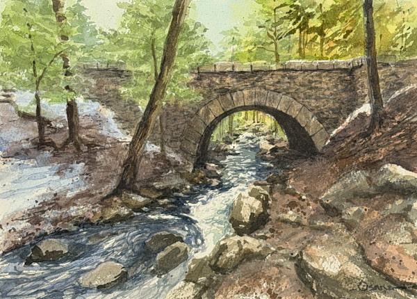 A Little Snow at Cobblestone Bridge by Rick Osann Art