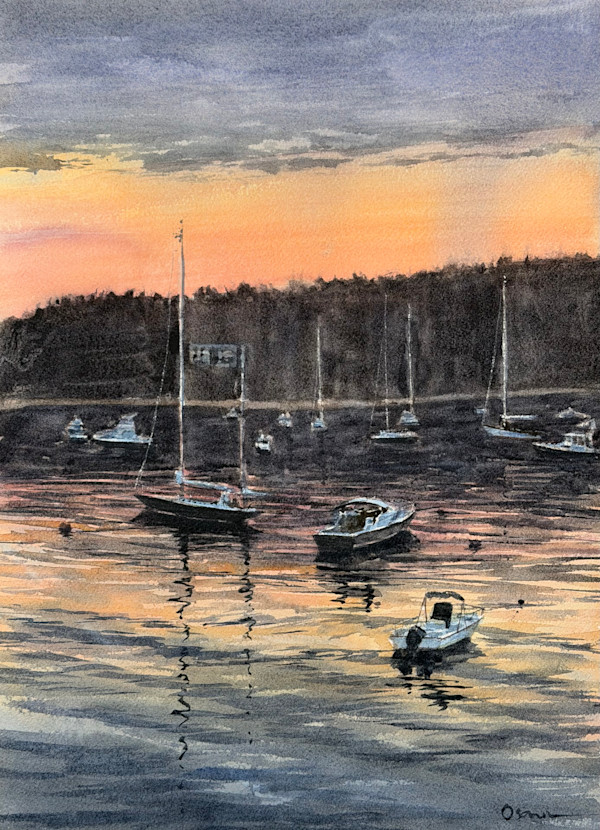 Sunset Over the Harbor by Rick Osann Art