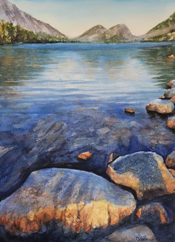 Sunset, Jordan Pond Rocks by Rick Osann Art