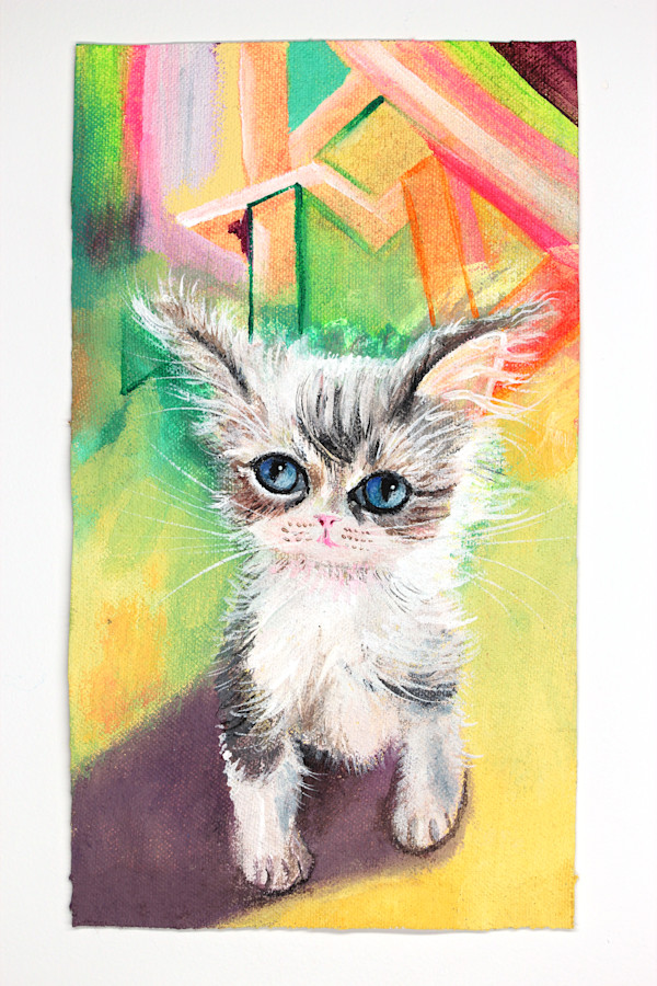 Adorable Extra Furry Kitty/ 57 of 365 Art Quest Series on YouTube by Melodie Provenzano