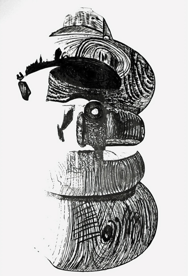 70.  "Ben Hurt - drawing" - prints kleine oplage (10/10) op handgescheurd papier by Alain Van Zeveren