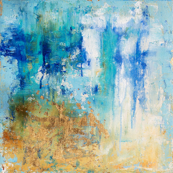 Blue/White/Gold Abstract by Jamaal Malik