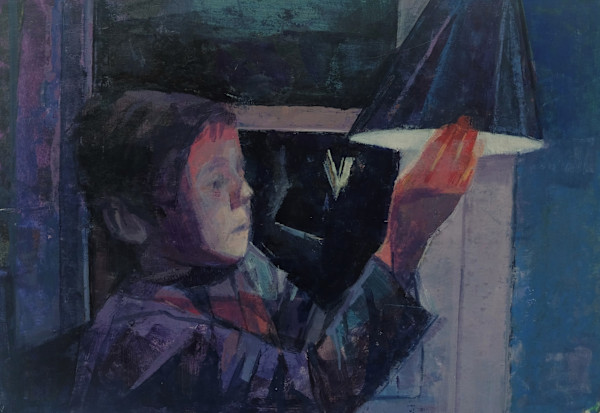 J_with_Light_acrylic_on_paper_mounted_on_board_6_x10_inches_a_scherer-002_w8vkq5_9 by Amy Scherer