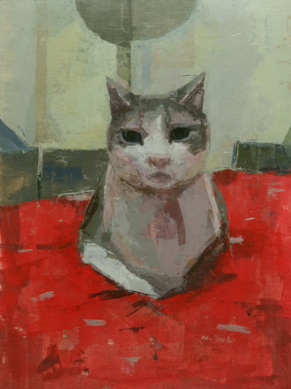 Ollie Red Blanket Cat by Amy Scherer, Image 1.