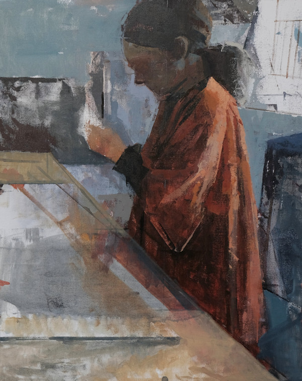 In the Studio (girl smock) by Amy Scherer