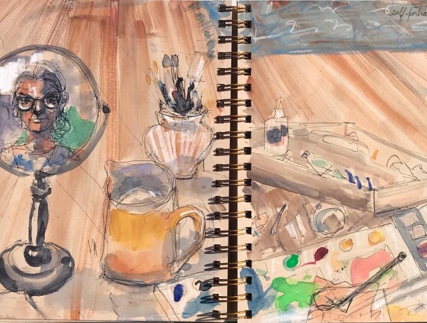 Self-portrait in the Studio by Lois Keller