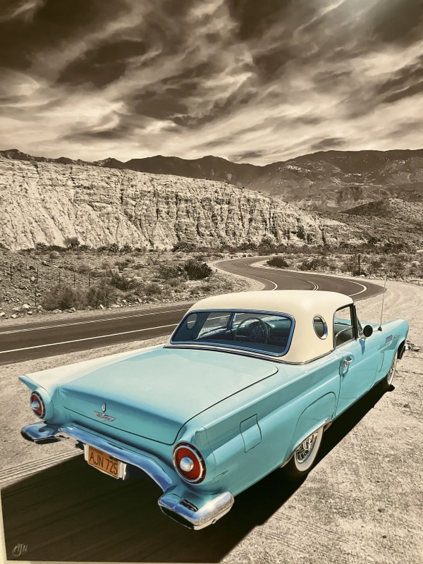 Blue Thunderbird on Thousand Palms Canyon Road by Andy Nystrom