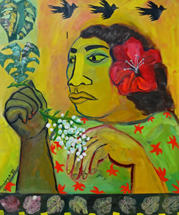 The Girl with the Red Flower by Mariella Bilitsa