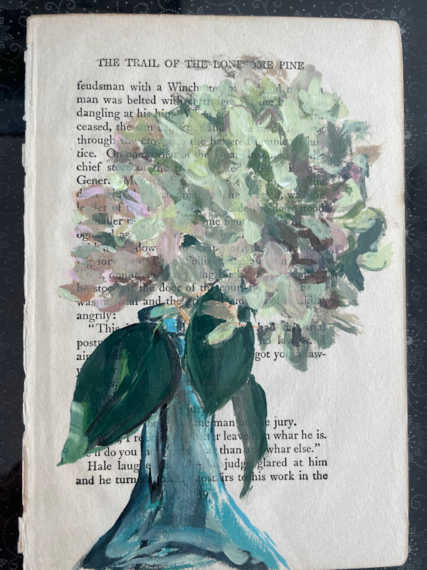 Hydrangea on book page by Sarah Clinton