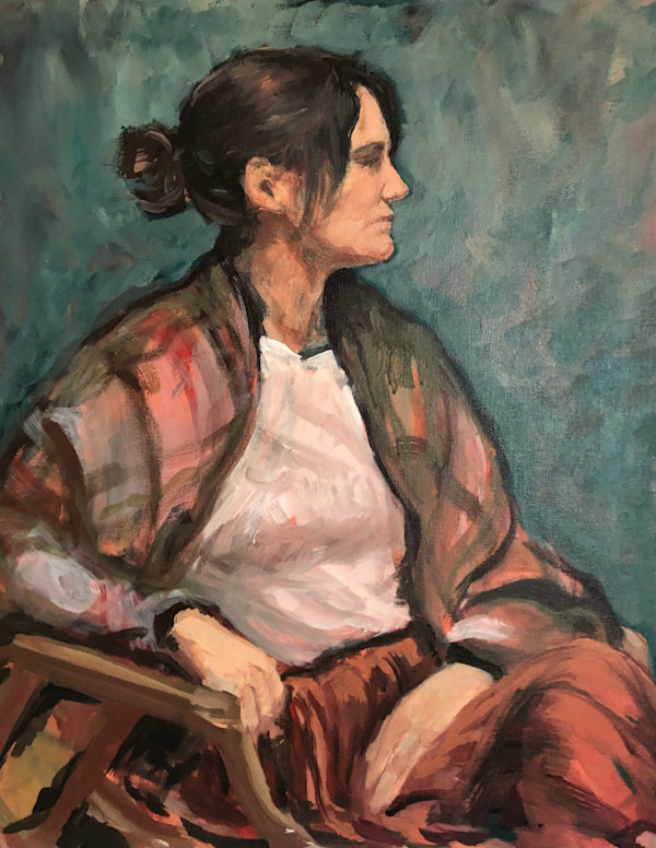 Woman with a shawl by Sarah Clinton