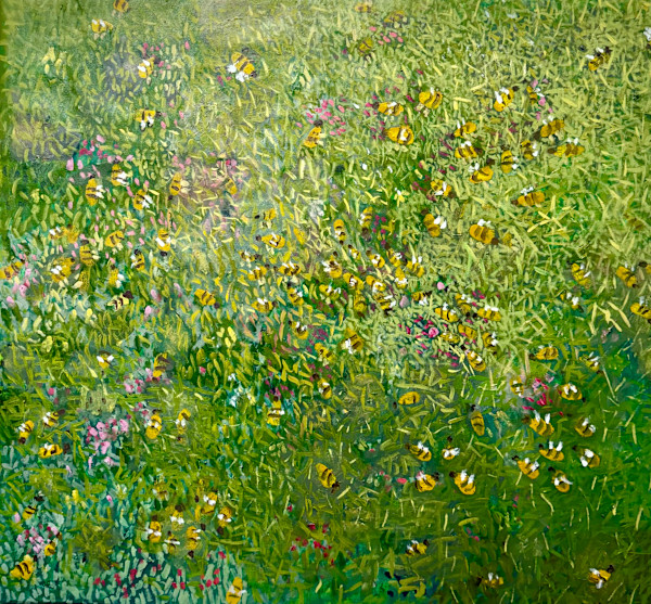 Bees in the Grass, oil on canvas by Billie Bourgeois, Image 1.