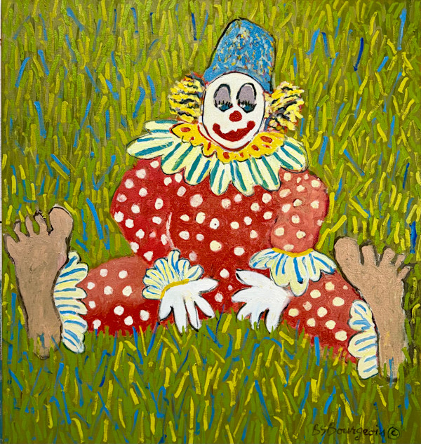 Clown in the Grass, oil on canvas by Billie Bourgeois, Image 1.