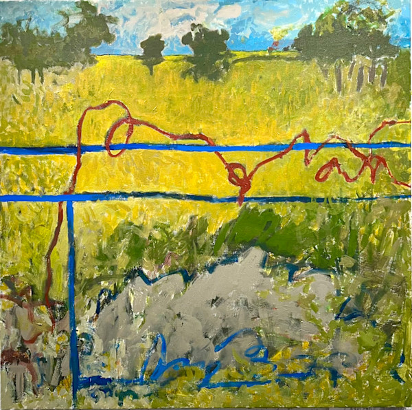 Blue Fence, Red Wire by Billie Bourgeois