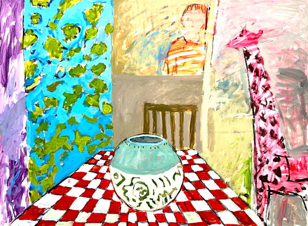 Kitchen With Pink Giraffe by Billie Bourgeois
