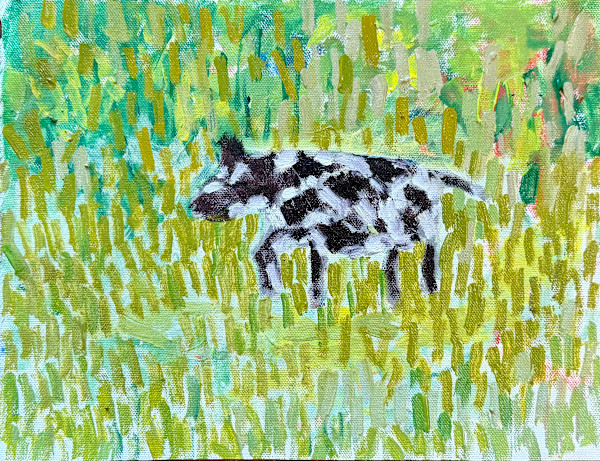 Cow in the Grass, oil on canvas by Billie Bourgeois, Image 1.