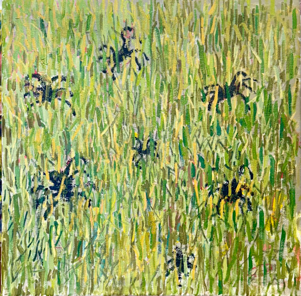 Spiders in the Grass, oil on canvas by Billie Bourgeois, Image 1.