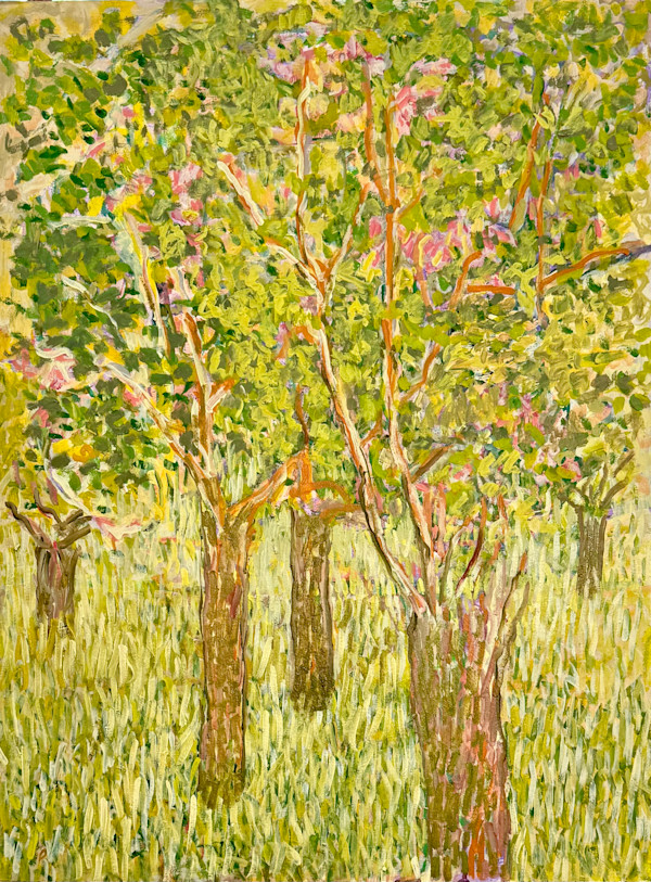Trees in the Grass, oil on panel by Billie Bourgeois, Image 1.